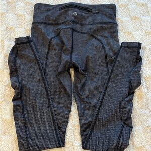 Lululemon Speed Crop Leggings Black Giant Herringbone Size 4